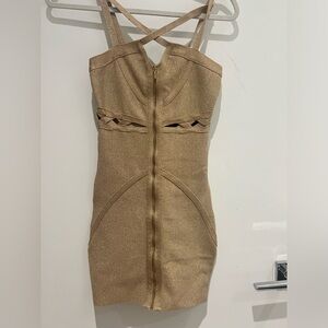 Bebe gold sparkle body on dress
